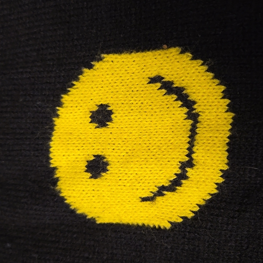 Streetwear Society Black Sweater with Yellow Smiley Faces - Picture 10 of 10